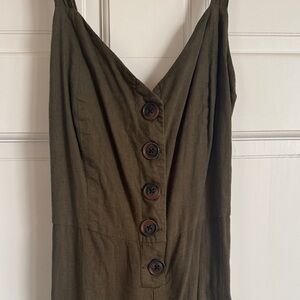 Urban Outfitters Olive Green Button-Front Jumpsuit